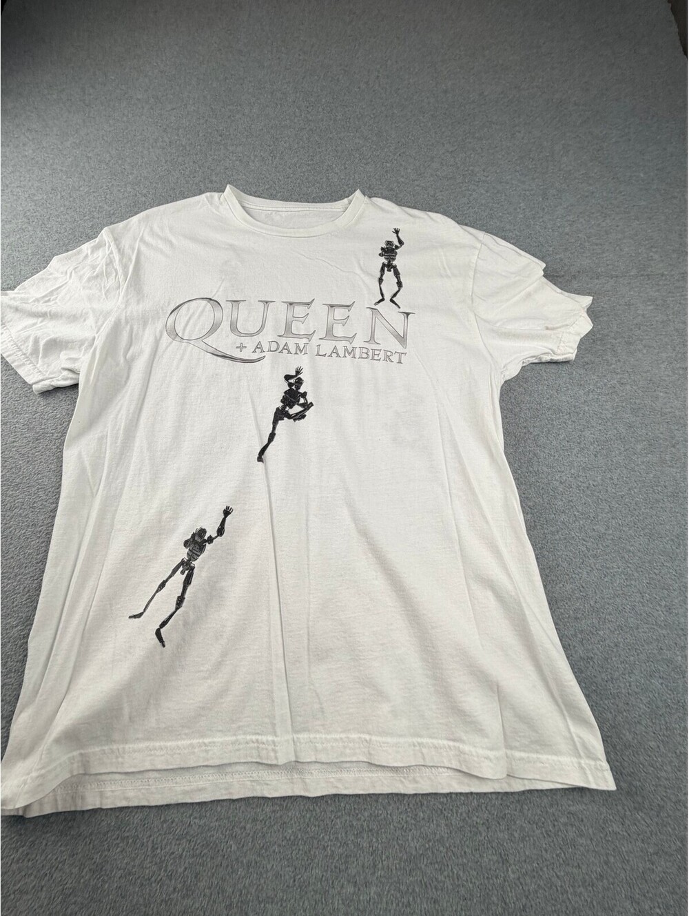 Queen Adam Lambert Mens T Shirt L White Back To Humans Tour Concert Graphic Tee